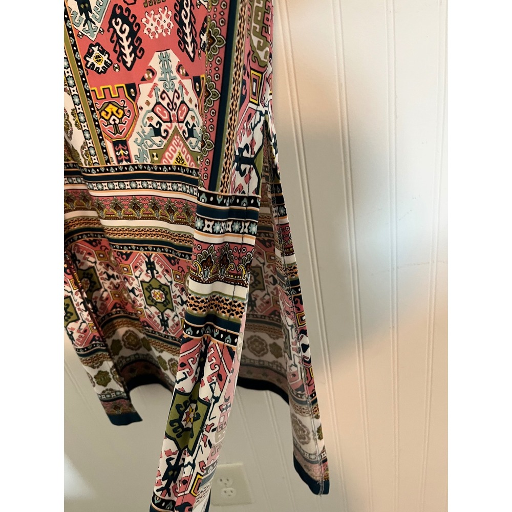 Coco Bianco Womens Pink Green Geometric Tile Print Maxi Skirt Side Slit Small - Picture 4 of 7